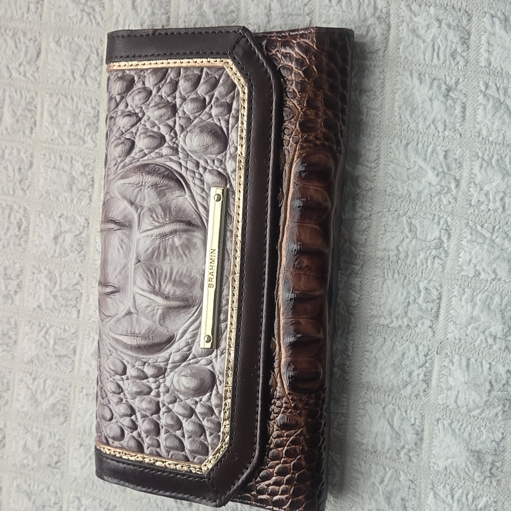 Brahmin  Crocodile-Embossed Cordelia Wallet In Quill Greco